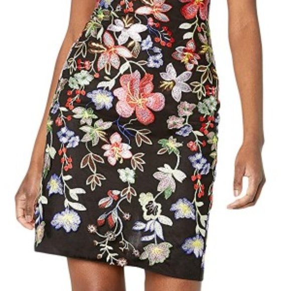 Nicole Miller Sleeveless Embroidered Bodycon Dress - Picture 3 of 12